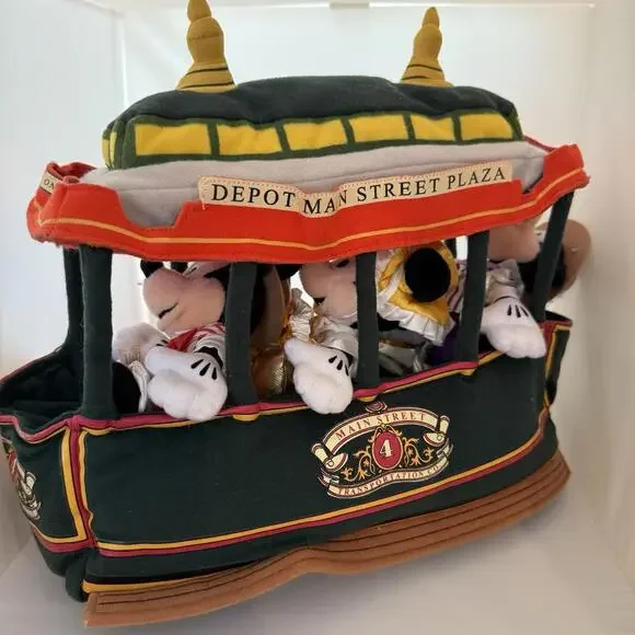 Disney Main Street Trolley Bean Bag Set  Walt World 12 Inch Mickey Mouse Minnie - Picture 2 of 6